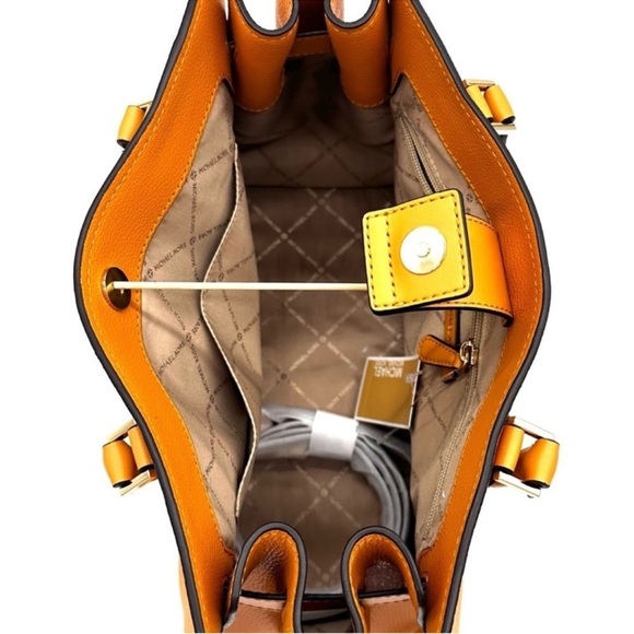 Michael Kors Medium Hamilton Leather Satchel Bag Cider (NWT - Picture 10 of 13